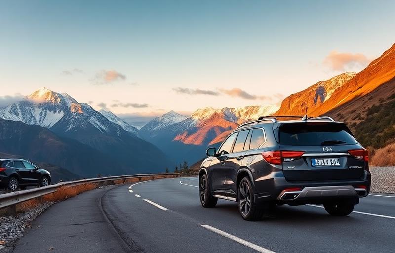 AWD SUV rental New Zealand mountain adventure driving on alpine roads and scenic terrain